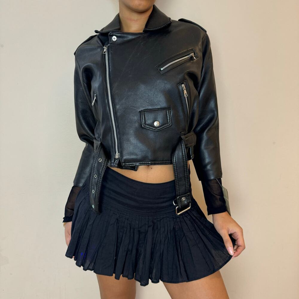 Deadstock Vintage Italian Leather Moto Jacket – 3/4 Sleeves (S)